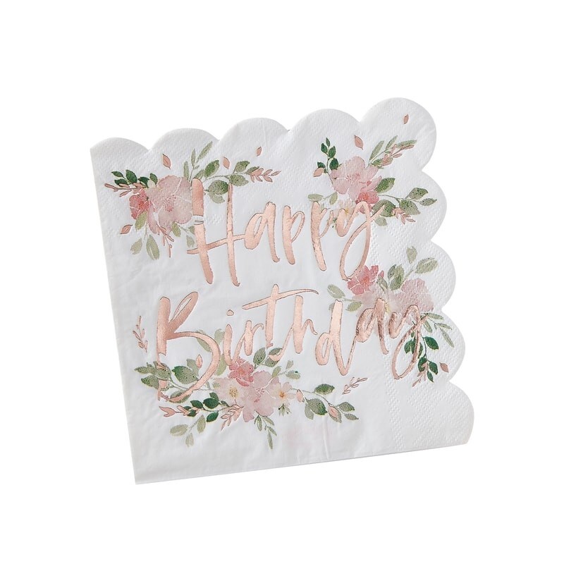 Ditsy Floral - Servetten Happy Birthday 16 stuks