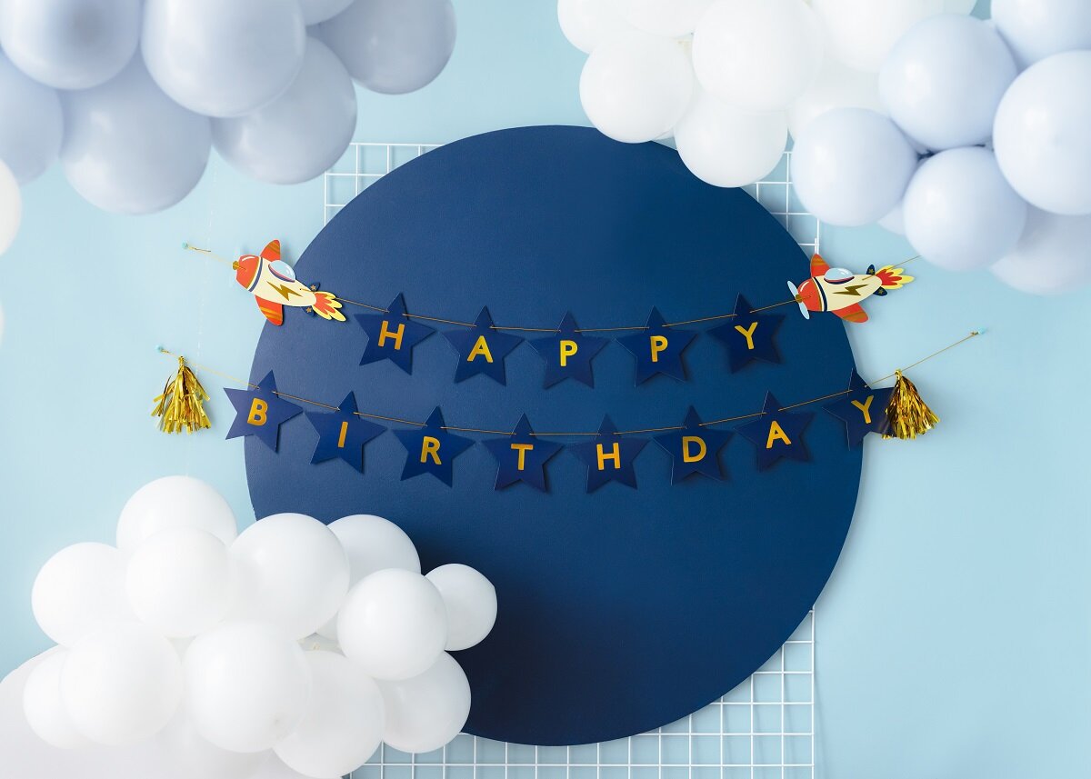 Vliegtuigen - Slinger Happy Birthday 2,5 meter