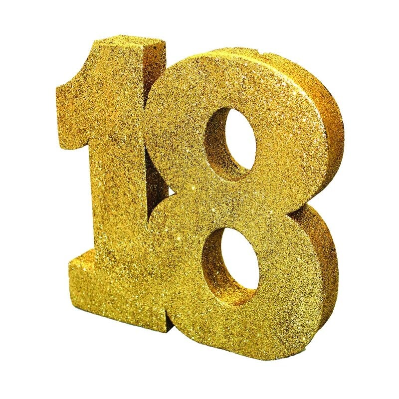 Goudglitter tafeldecoratie 18 jaar