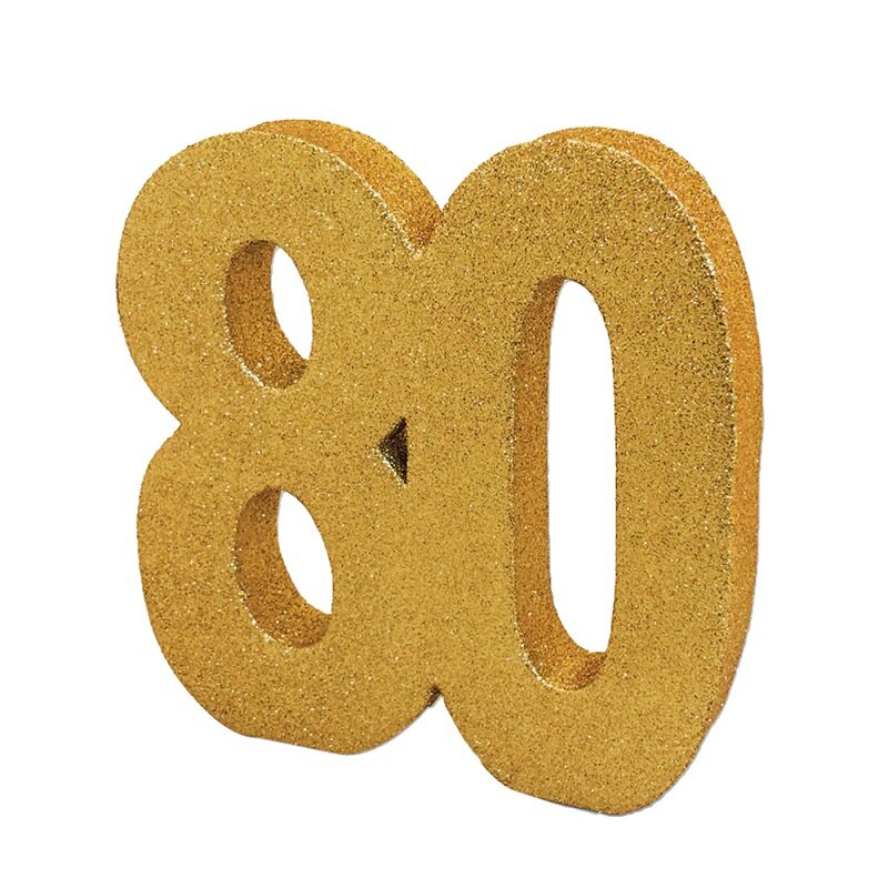 Goudglitter tafeldecoratie 80 jaar