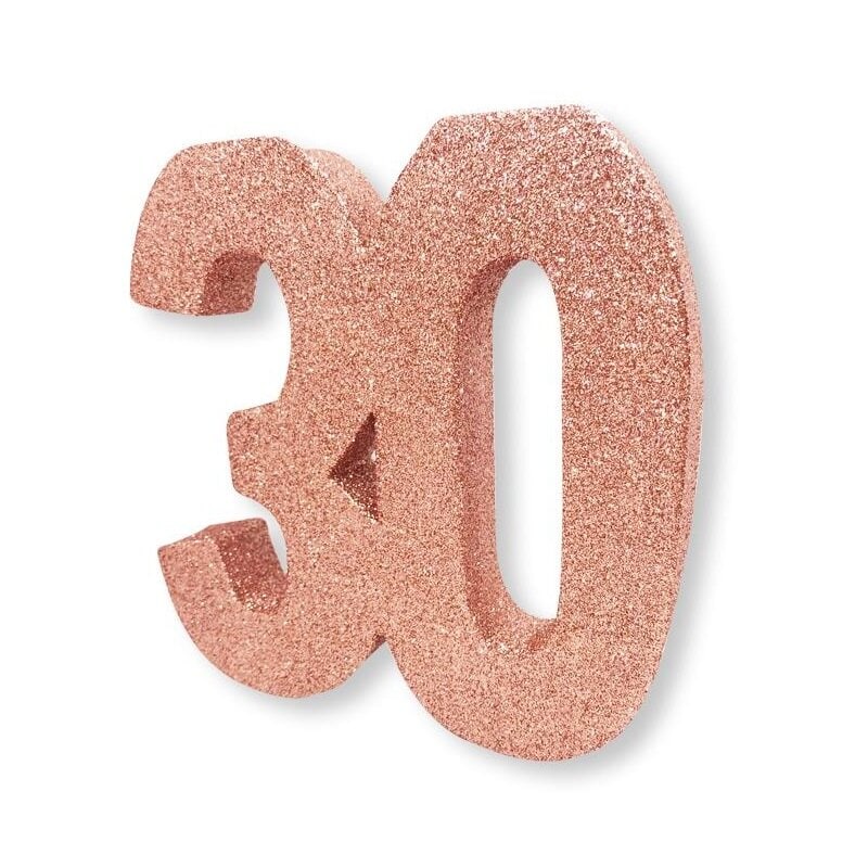 Roségoudglitter tafeldecoratie 30 jaar