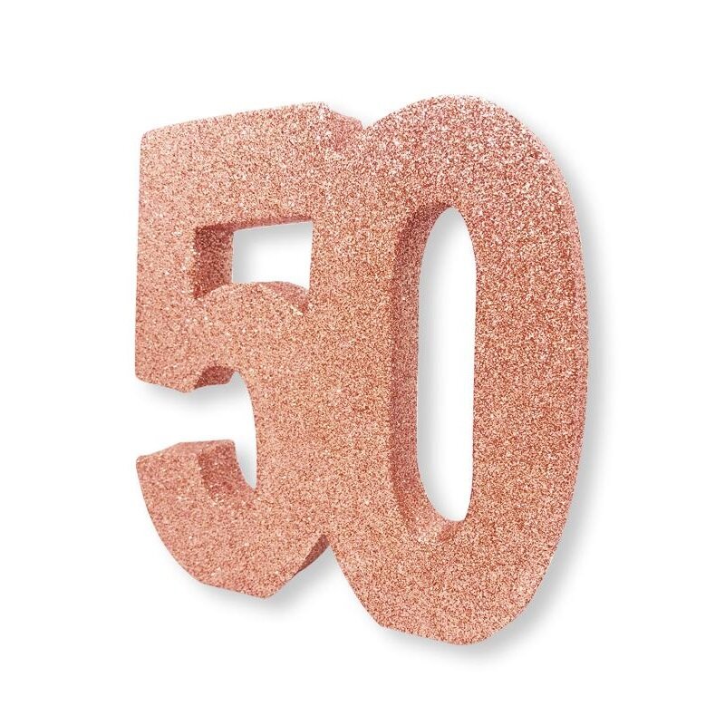 Roségoudglitter tafeldecoratie 50 jaar