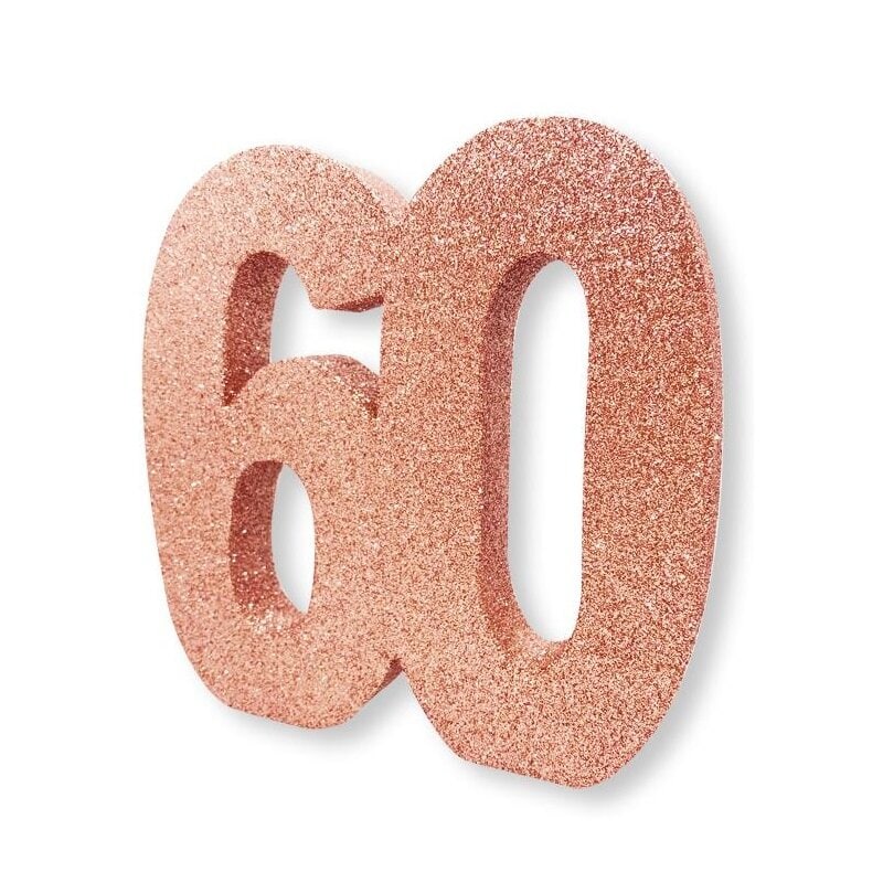 Roségoudglitter tafeldecoratie 60 jaar