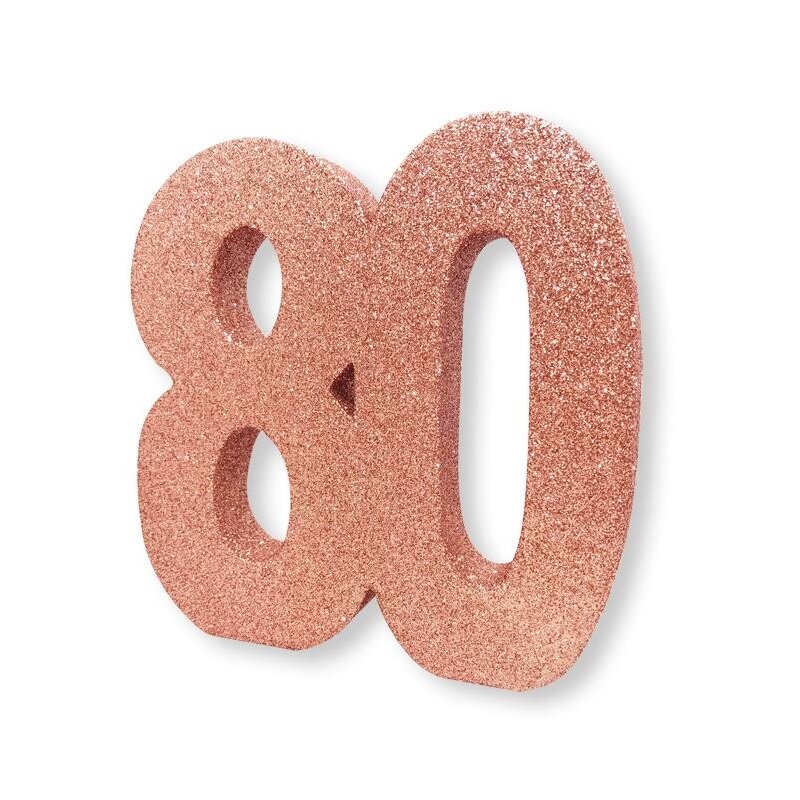 Roségoudglitter tafeldecoratie 80 jaar