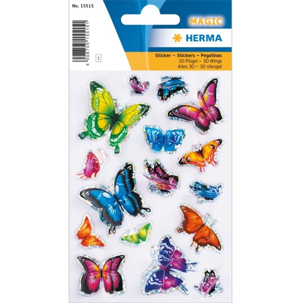 Stickers - Glinsterende vlinders 16 stuks