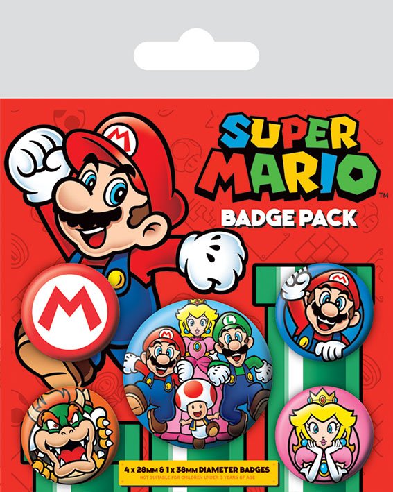 Super Mario Bros - Buttons 5 stuks