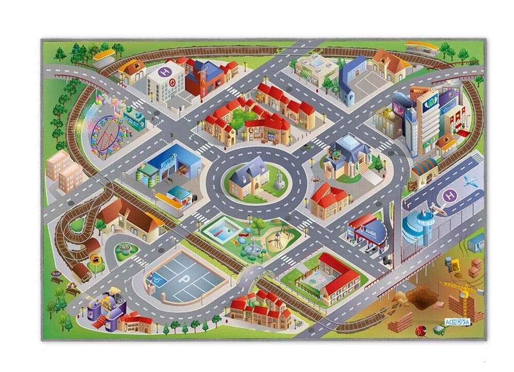 Speelmat Kinderkamer Stad 75 x 112 cm