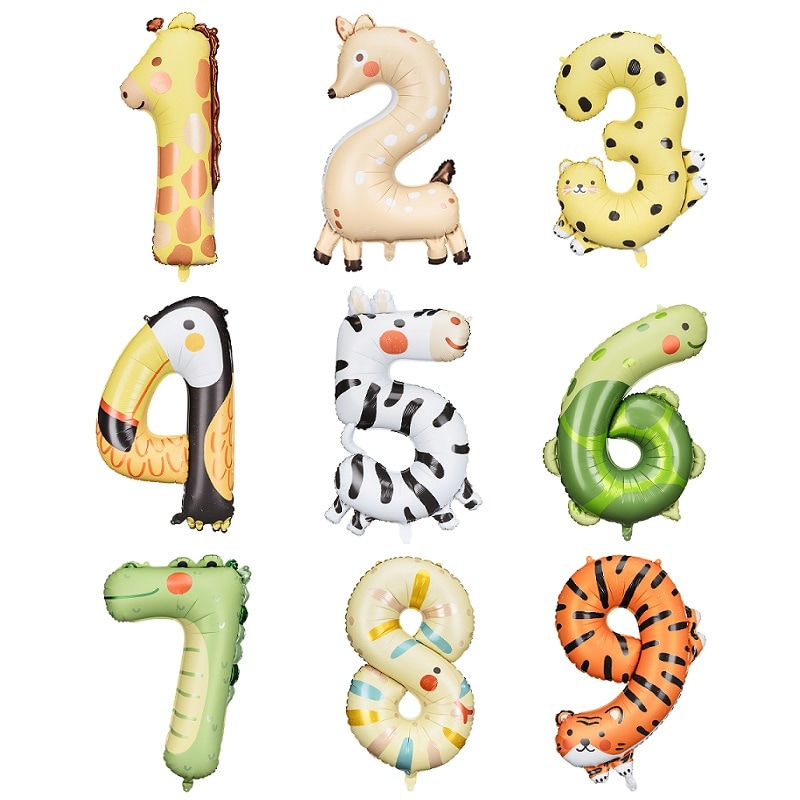 Cijferballonnen Schattige Dieren 1-9 Jaar