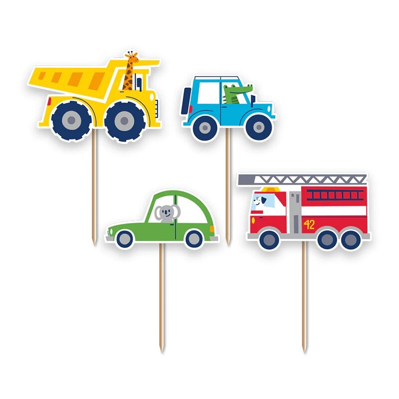 Caketoppers - Voertuigen 12 stuks