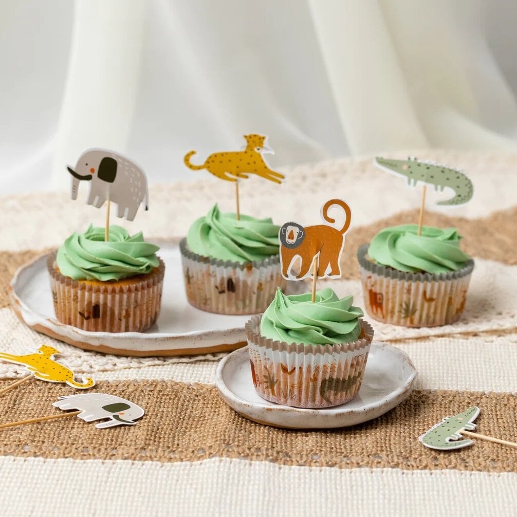 Caketoppers - Safaridieren 12 stuks