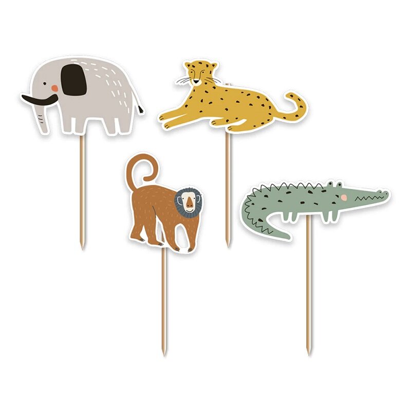 Caketoppers - Safaridieren 12 stuks