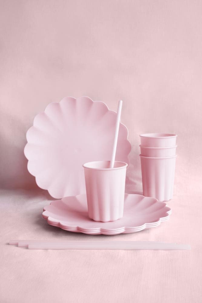 Plastic Bekers, Pastelroze 220 ml 4 stuks
