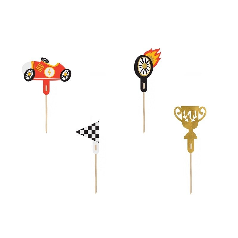 Racer Car - Caketoppers 4 stuks