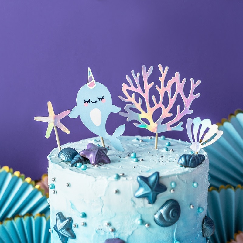 Cake Toppers Narwal 4 stuks