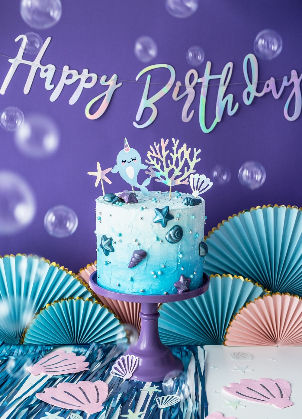 Cake Toppers Narwal 4 stuks