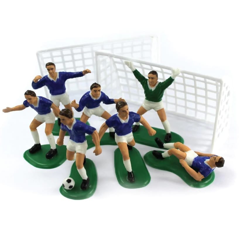 Taartdecoratie - Voetbalgoal met spelers 9 stuks