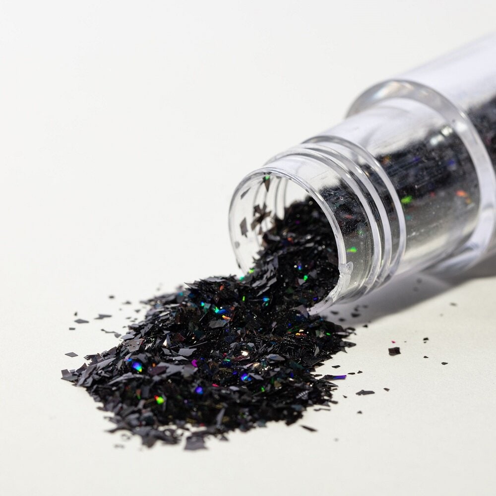 PME Eetbare Glittervlokken, zwart onyx