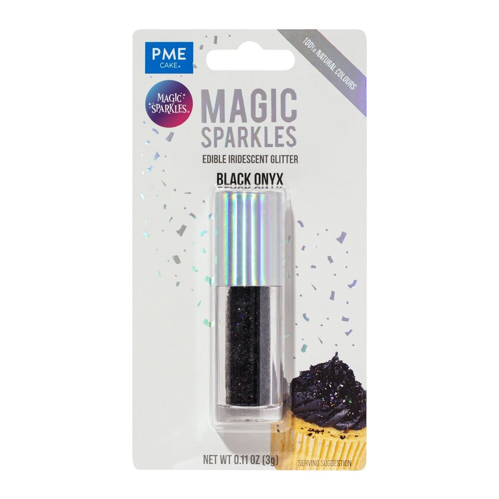 PME Eetbare Glittervlokken, zwart onyx