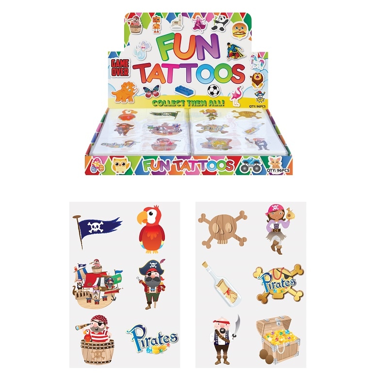 Neptattoos voor kinderen met piraten-motieven 6 stuks