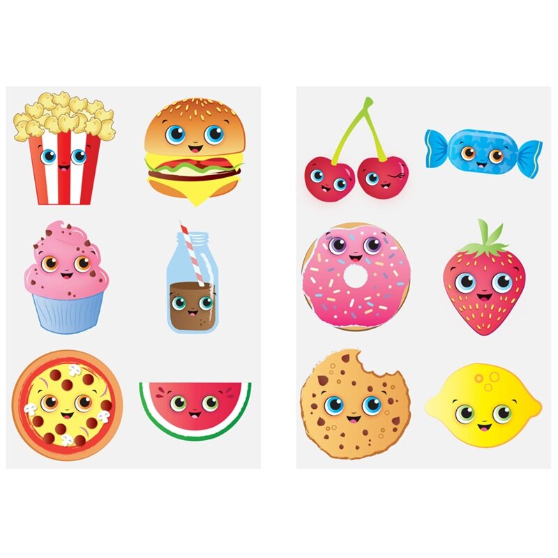Neptattoos voor kinderen Kawaii Vruchten & Gebak 6 stuks