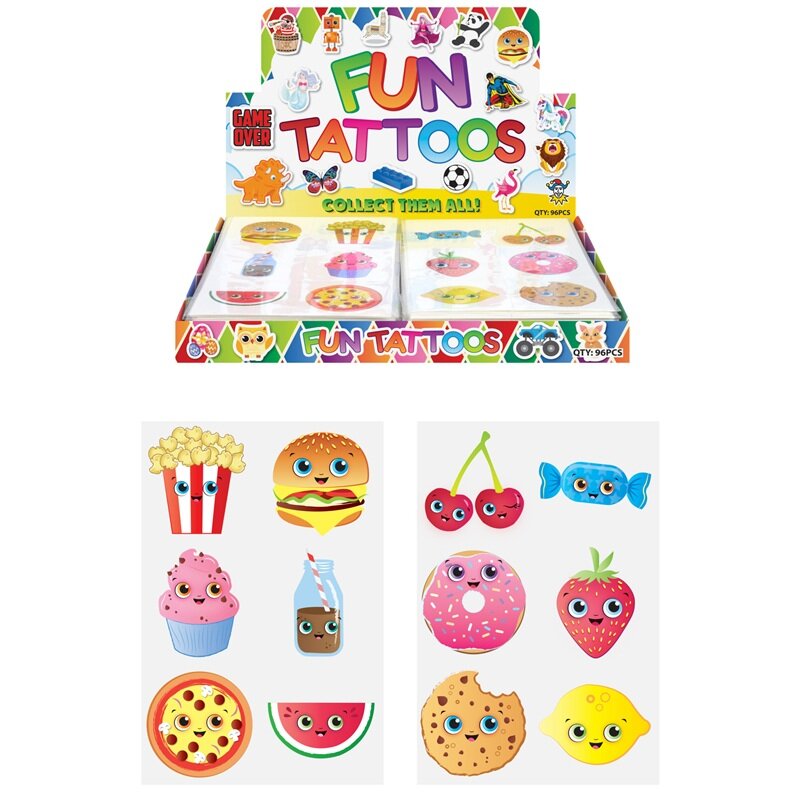 Neptattoos voor kinderen Kawaii Vruchten & Gebak 6 stuks