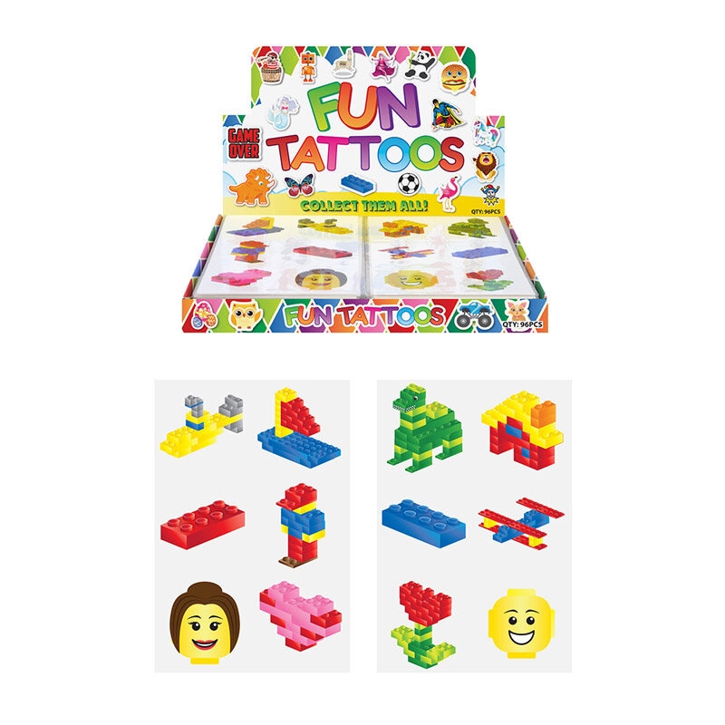 Neptattoos voor kinderen met blokjes 6 stuks