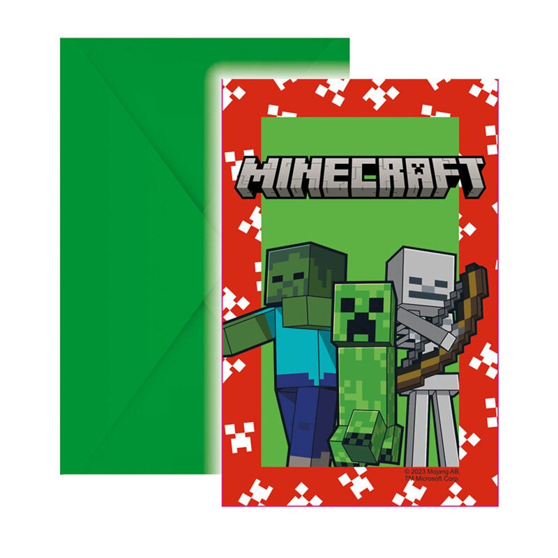 Minecraft - Uitnodigingskaartjes 6 stuks