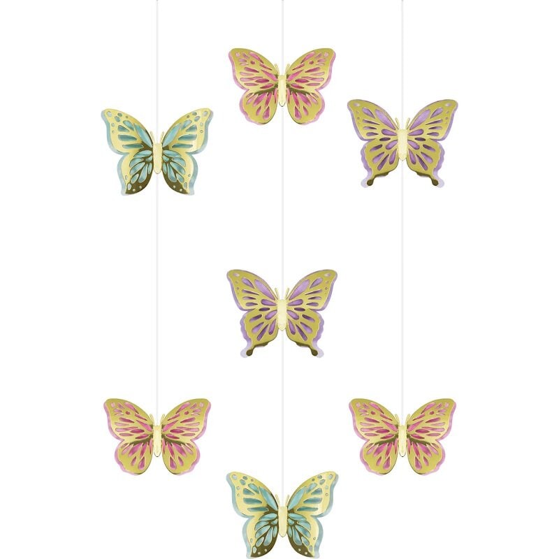 Glinsterende Vlinder - Hangdecoraties 3 stuks