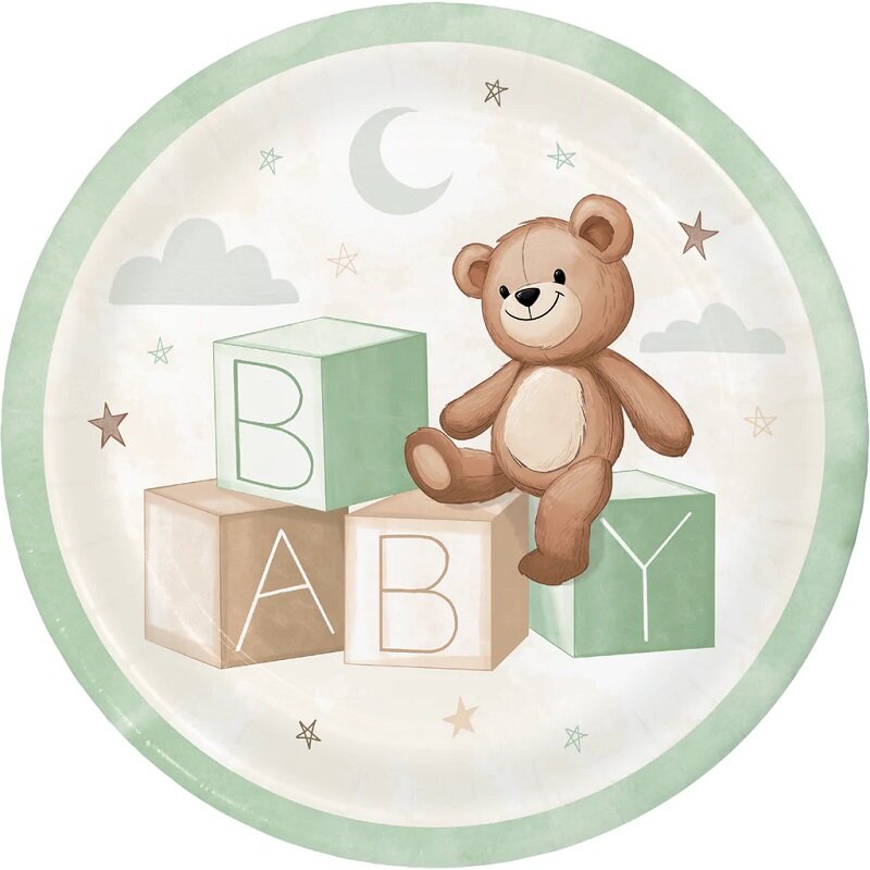 Teddybeer Babyshower - Bordjes 8 stuks