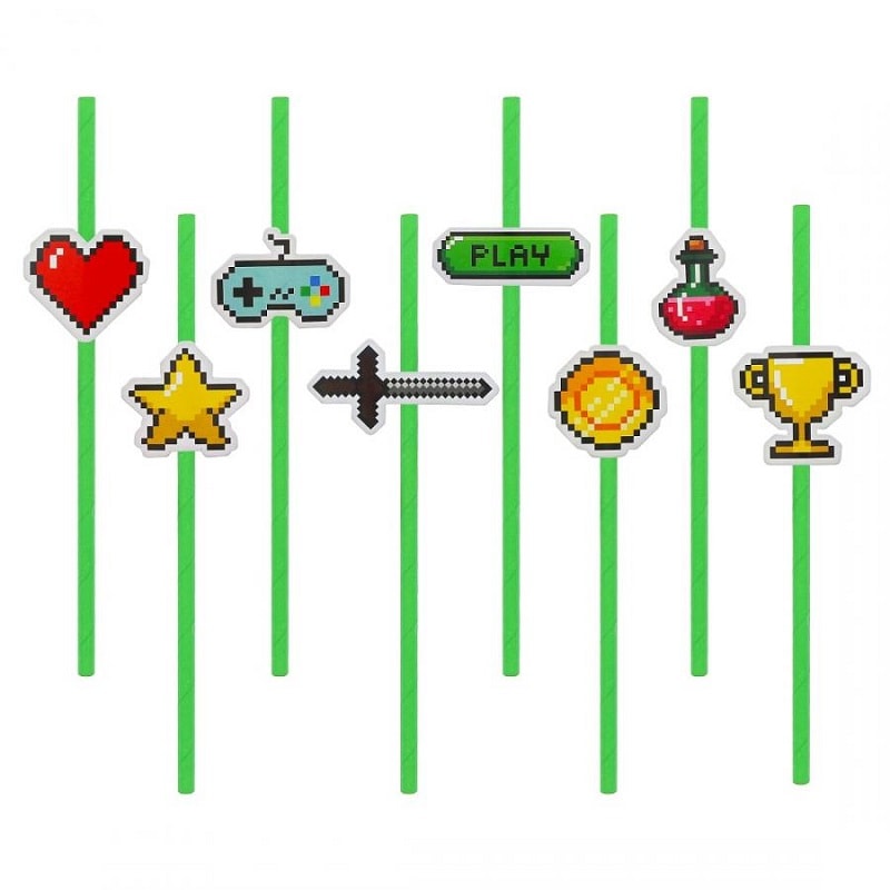 Game On - Kartonnen rietjes 8 stuks