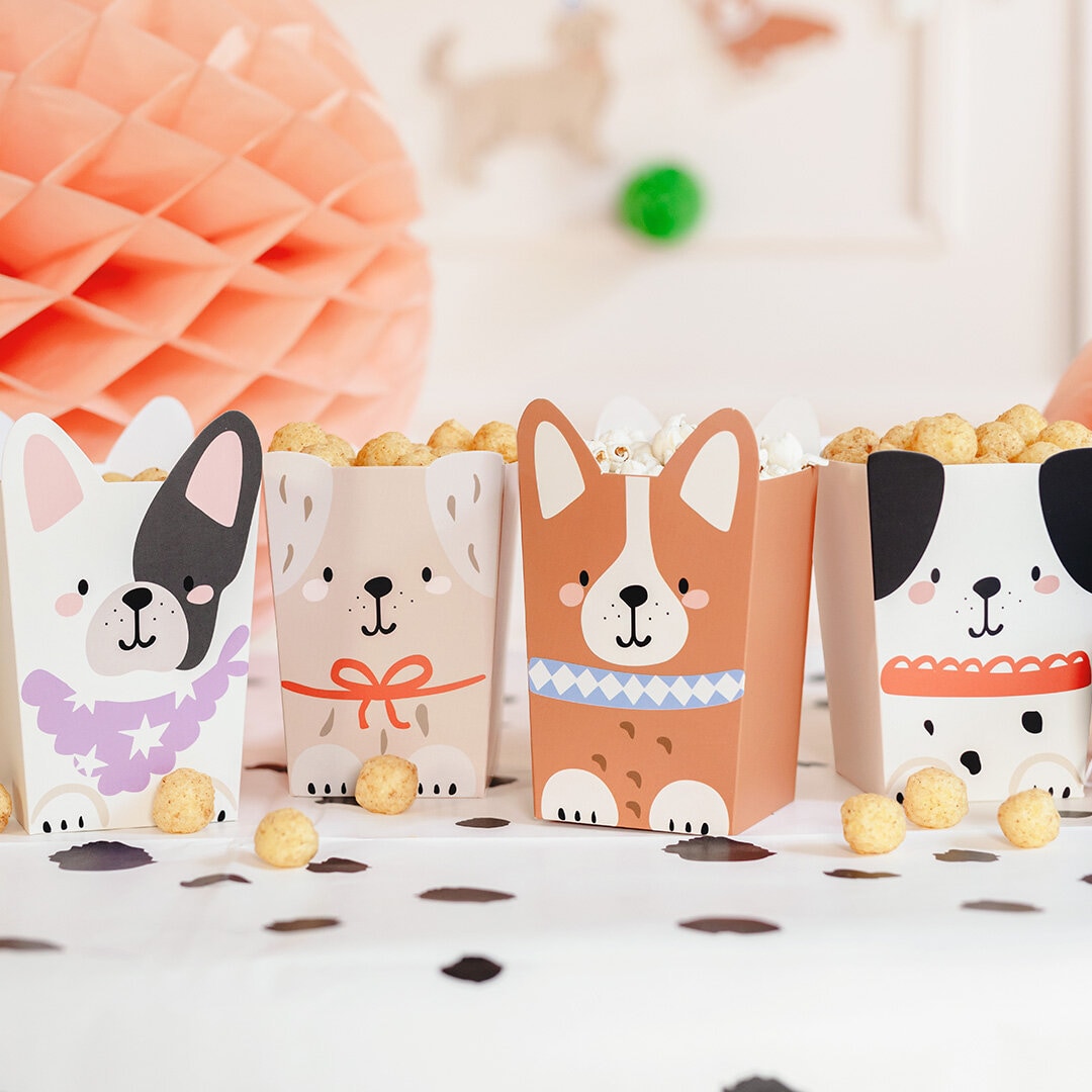 Popcornbakjes schattige honden 6 stuks