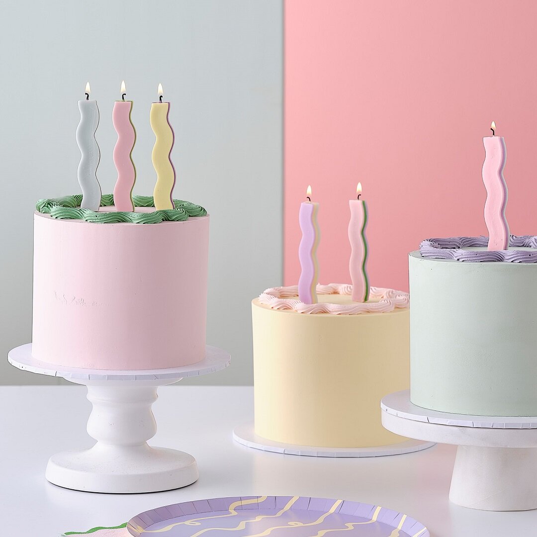 Golvende Taartkaars Pastelkleuren 6 stuks