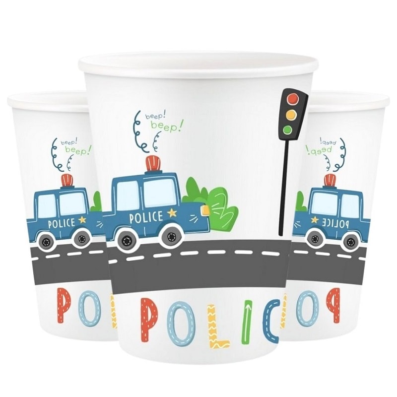 Politie - Papieren bekers 6 stuks