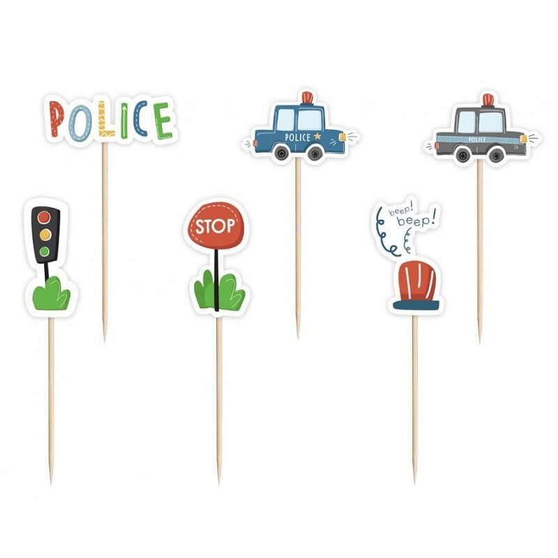 Politie - Caketoppers 6 stuks