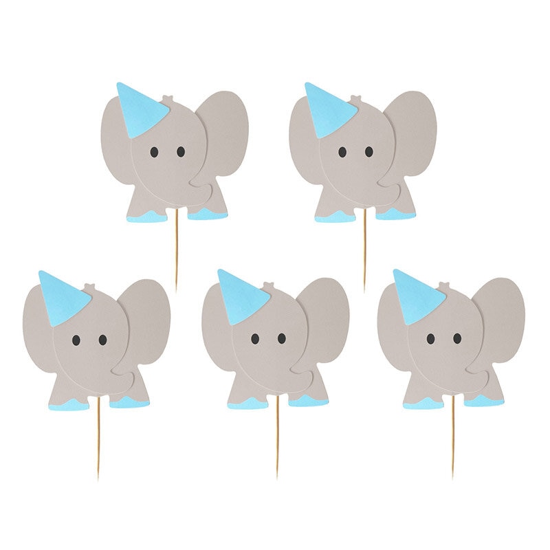 Cake Toppers - Blauwe Olifanten 10 stuks