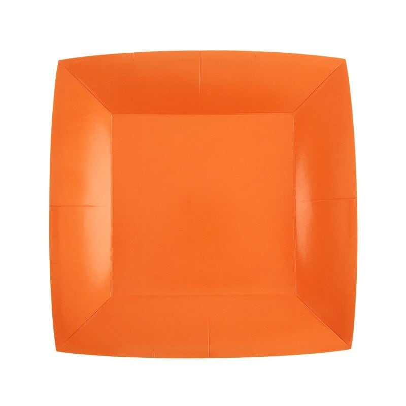 Vierkante Bordjes 18 cm - Oranje 10-pack