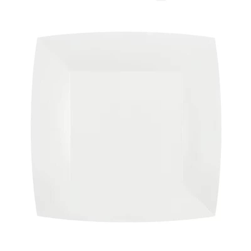 Vierkantige bordjes 18 cm - Wit 10 stuks