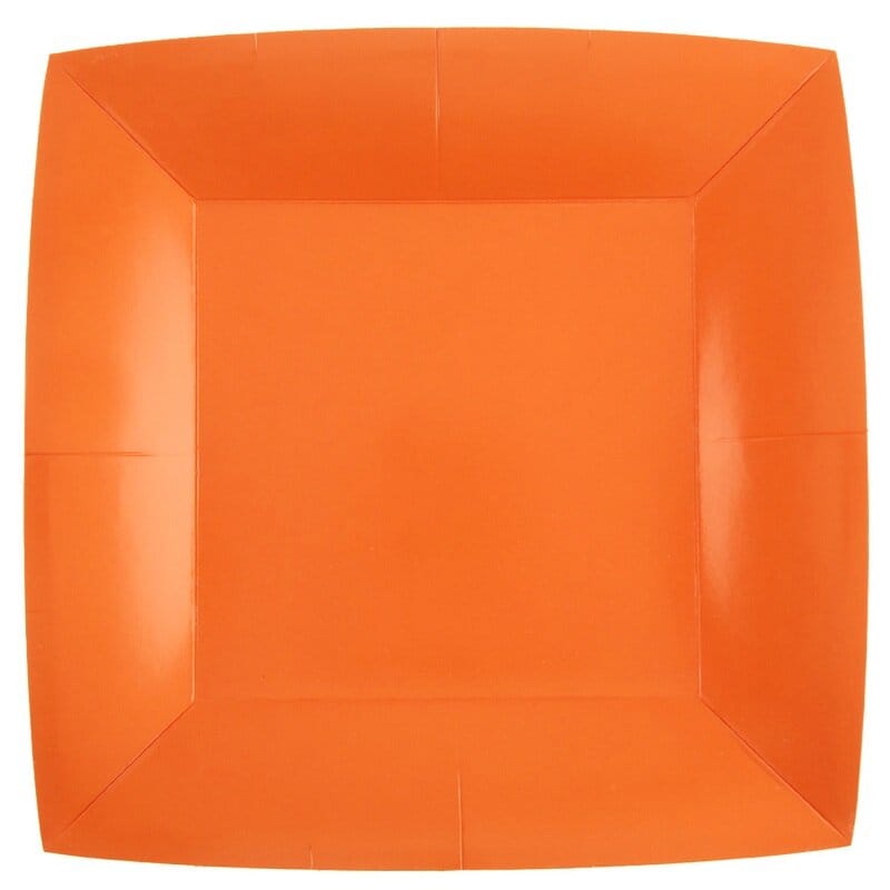 Papieren Borden Vierkante 23 cm - Oranje 10-pack