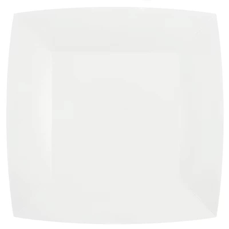 Papieren bordjes Vierkant 23 cm - Wit 10 stuks
