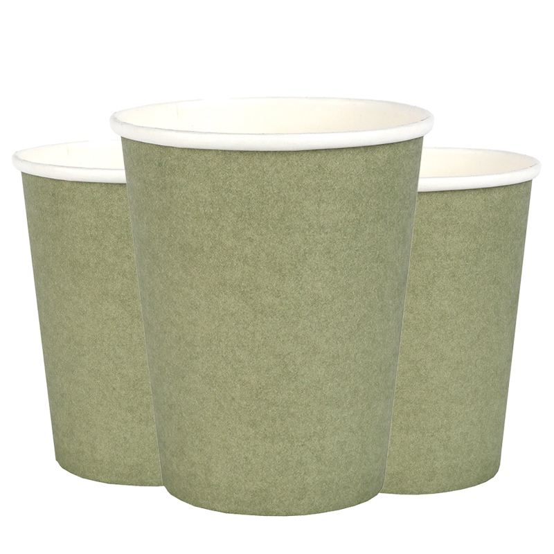 Papieren Bekers 250 ml - Olijfgroen 10 stuks