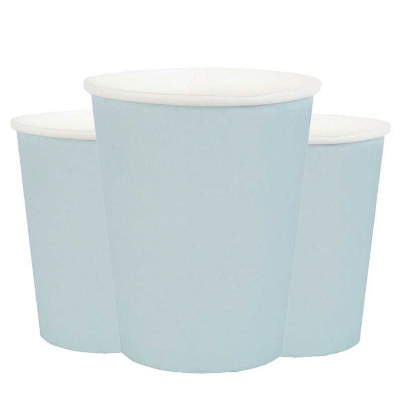 Papieren Bekers 250 ml - Lichtblauw 10 stuks