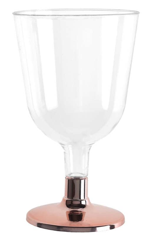 Plastic wijnglazen met roségouden voet 6 stuks