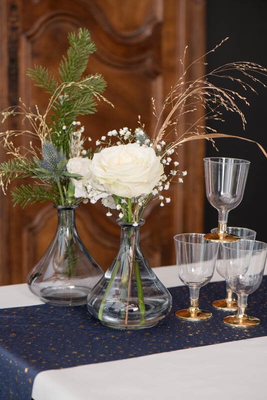 Plastic wijnglazen met gouden voet 6 stuks