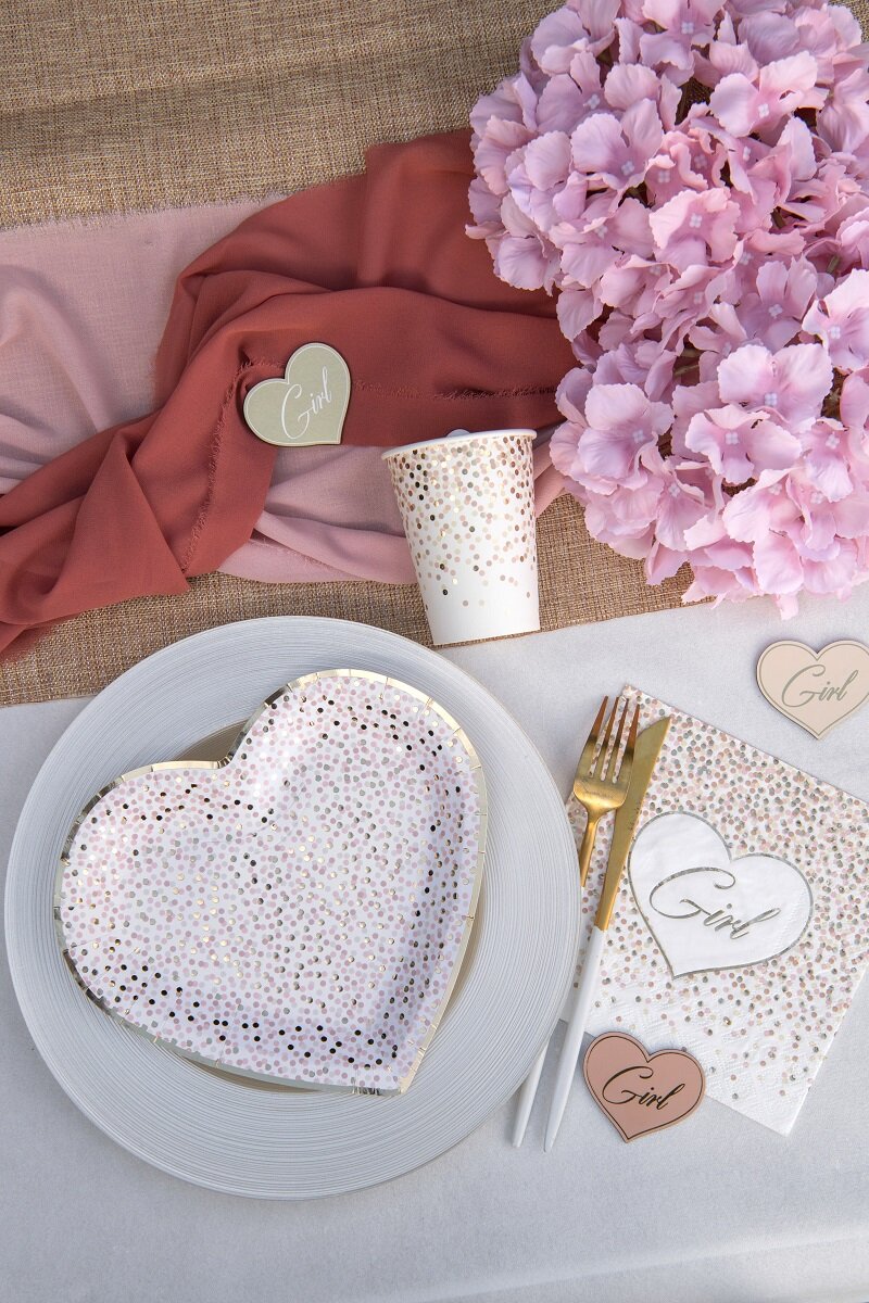 Baby Girl Dots - Hartvormige bordjes 10 stuks