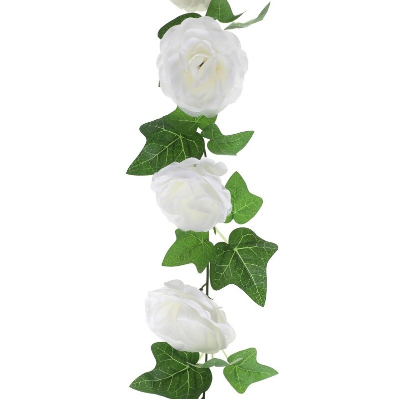 Slinger met grote witte bloemen 180 cm