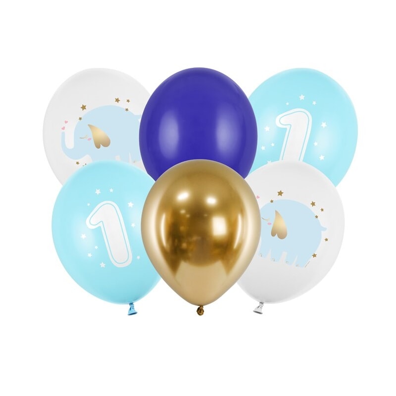Ballonmix 1 jaar,  Blauwe olifant 6 stuks