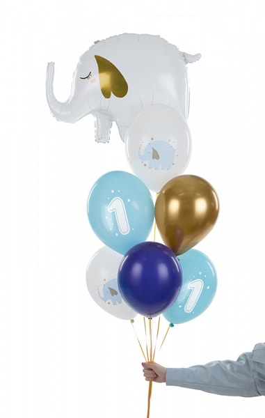 Ballonmix 1 jaar,  Blauwe olifant 6 stuks