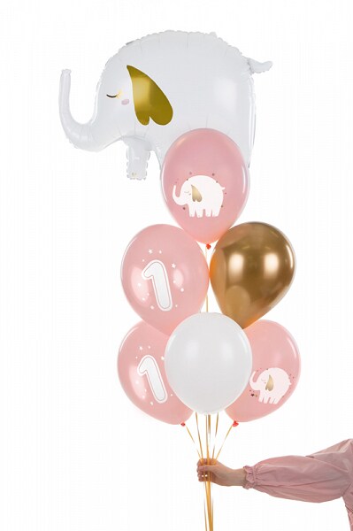 Ballonmix 1 jaar, Roze olifant 6 stuks