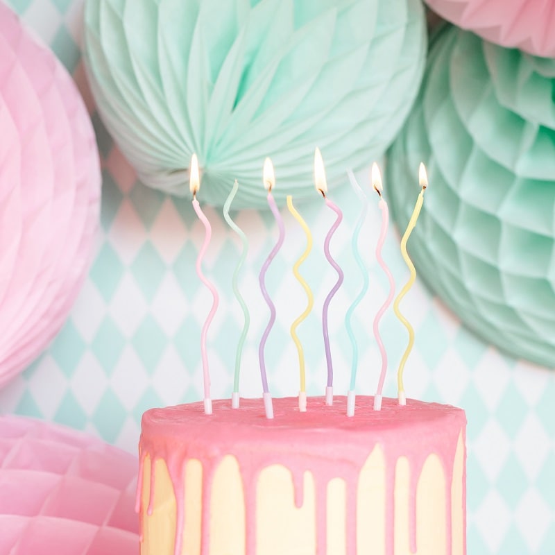 Taartkaarsen - Wavy pastel 8 stuks