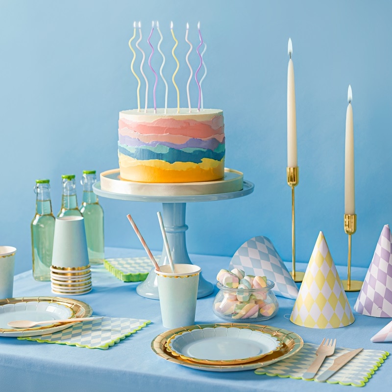 Taartkaarsen - Wavy pastel 8 stuks